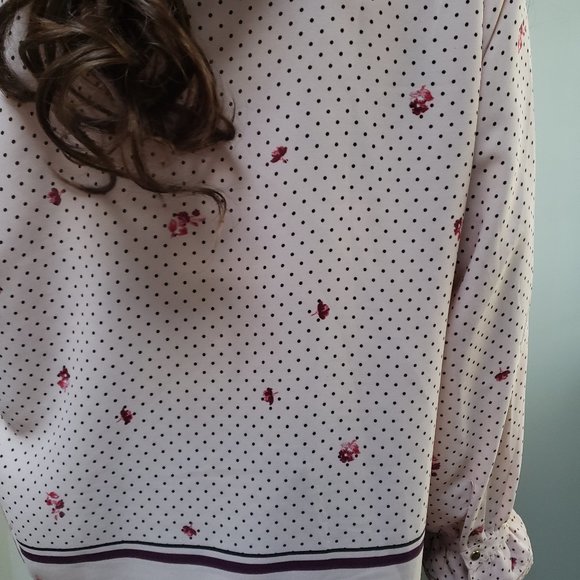 Ivanka Trump Blush Pink Mini Polka Dot & Roses Top - Picture 5 of 7